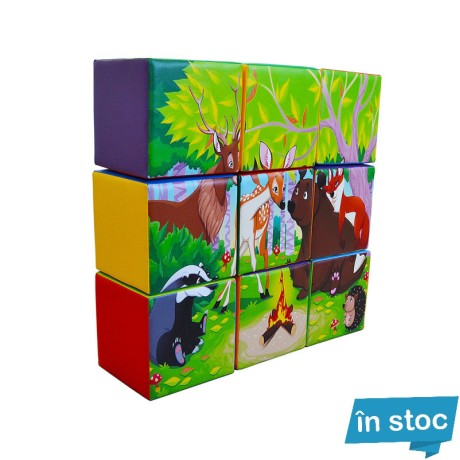 Set 9 Cuburi Gigant Puzzle [Animale în padure]